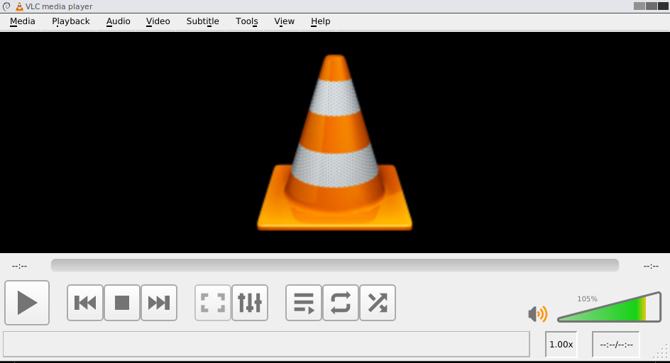 VLC with large buttons and normal
menus