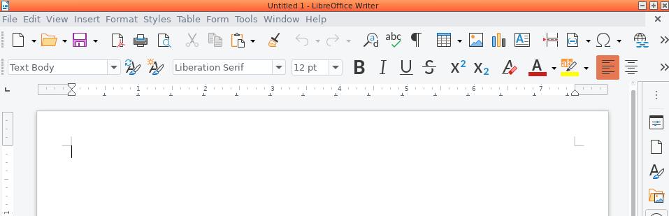 LibreOffice 7.0.0 Writer with Colibre
(default) icons